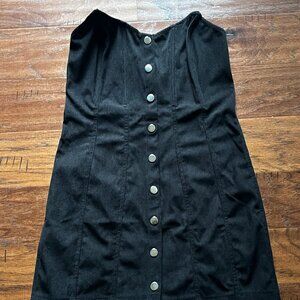 Urban Outfitters - Black Strapless Button-Up Corduroy Dress